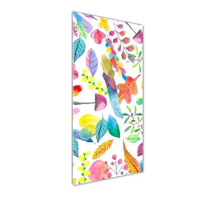 Cuadro decorativo en acrílico brillante vertical Hojas y hongos