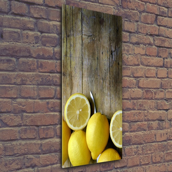 Cuadro decorativo en acrílico brillante vertical Limones