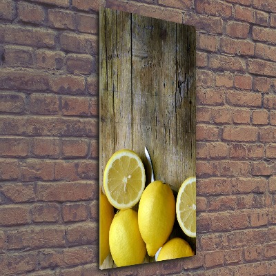 Cuadro decorativo en acrílico brillante vertical Limones