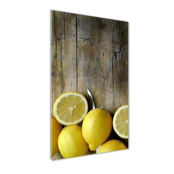 Cuadro decorativo en acrílico brillante vertical Limones