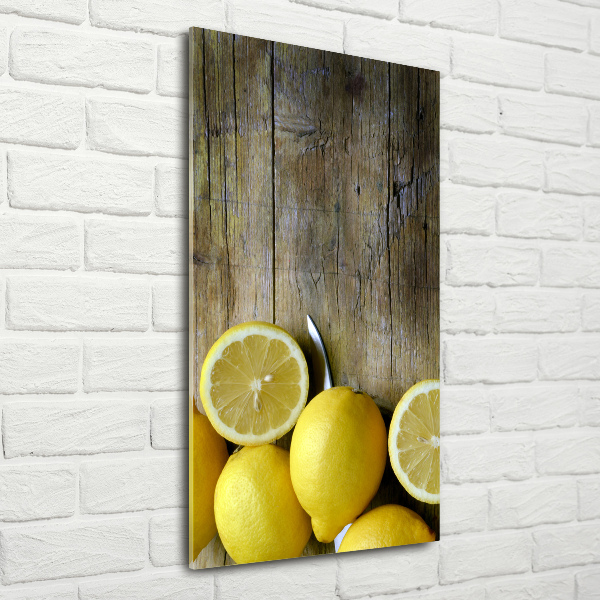 Cuadro decorativo en acrílico brillante vertical Limones