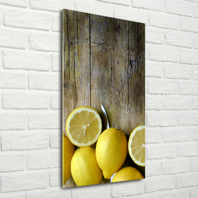 Cuadro decorativo en acrílico brillante vertical Limones