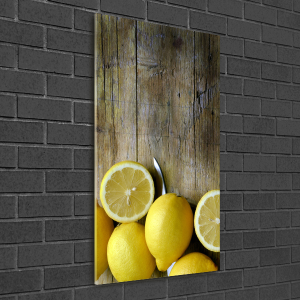 Cuadro decorativo en acrílico brillante vertical Limones