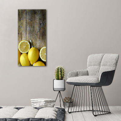 Cuadro decorativo en acrílico brillante vertical Limones