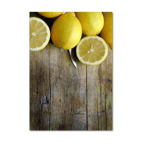 Cuadro decorativo en acrílico brillante vertical Limones
