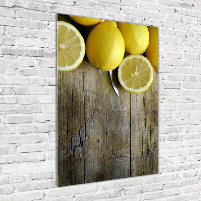 Cuadro decorativo en acrílico brillante vertical Limones