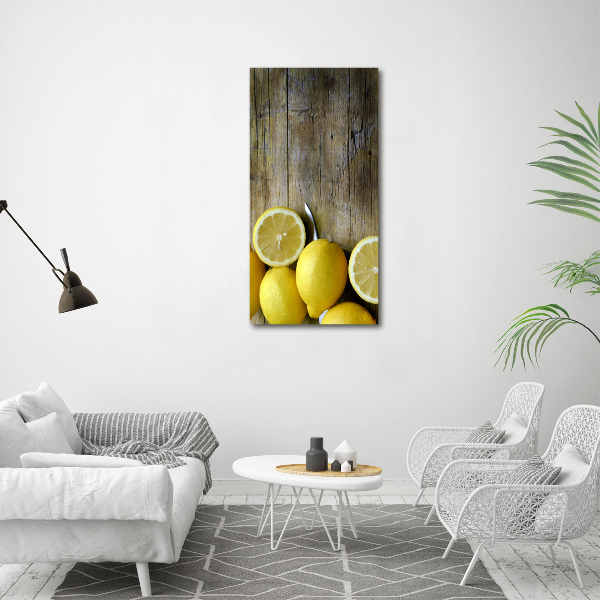 Cuadro decorativo en acrílico brillante vertical Limones