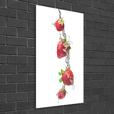 Cuadro decorativo en acrílico brillante vertical fresas
