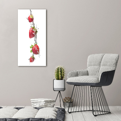 Cuadro decorativo en acrílico brillante vertical fresas