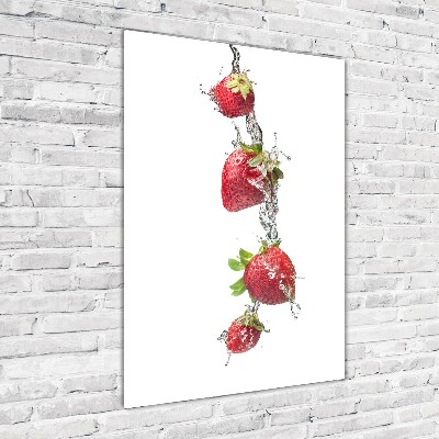 Cuadro decorativo en acrílico brillante vertical fresas