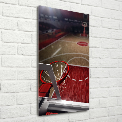 Cuadro de metacrilato moderno efecto cristal vertical Cancha de baloncesto