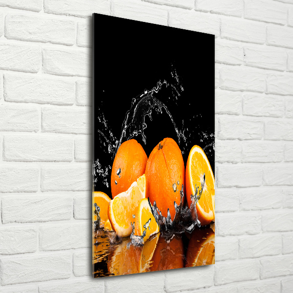 Cuadro de metacrilato moderno efecto cristal vertical Naranjas