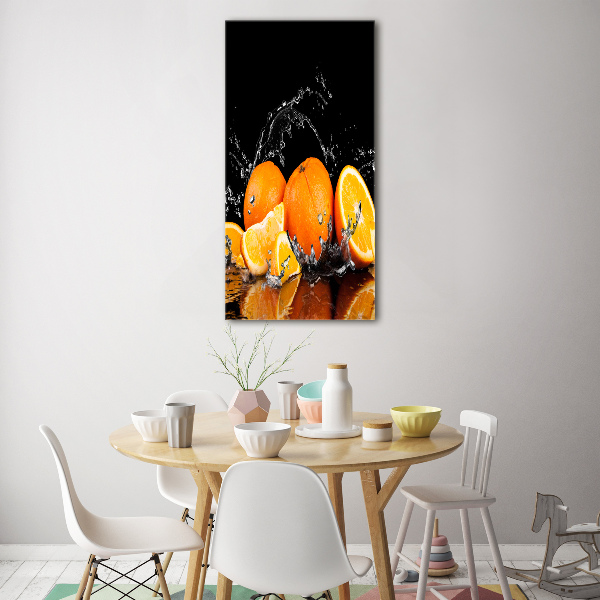 Cuadro de metacrilato moderno efecto cristal vertical Naranjas