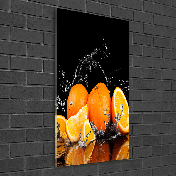 Cuadro de metacrilato moderno efecto cristal vertical Naranjas