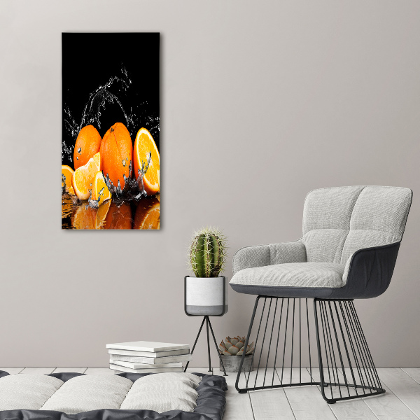 Cuadro de metacrilato moderno efecto cristal vertical Naranjas