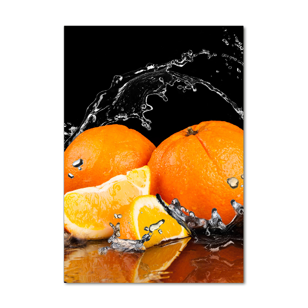 Cuadro de metacrilato moderno efecto cristal vertical Naranjas