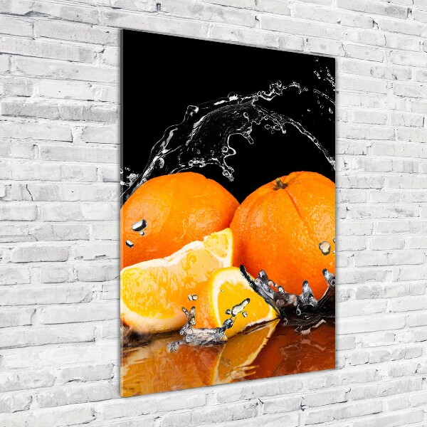 Cuadro de metacrilato moderno efecto cristal vertical Naranjas