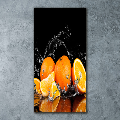 Cuadro de metacrilato moderno efecto cristal vertical Naranjas