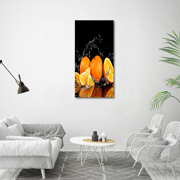 Cuadro de metacrilato moderno efecto cristal vertical Naranjas