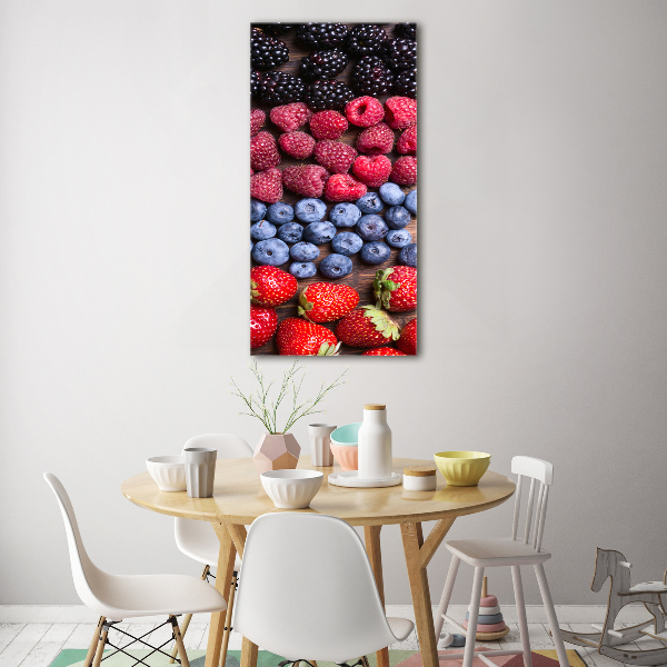 Cuadro decorativo en acrílico brillante vertical Frutos del bosque