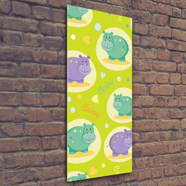 Cuadro de metacrilato vertical Hipopótamos