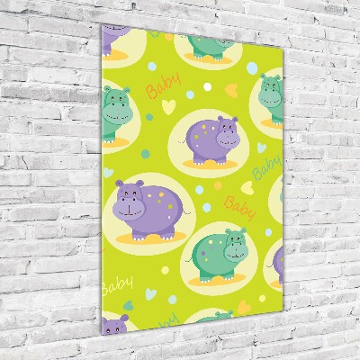 Cuadro de metacrilato vertical Hipopótamos