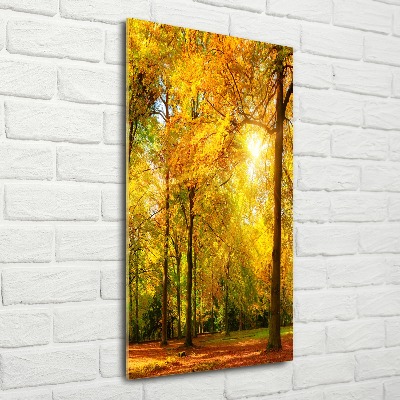 Cuadro decorativo en acrílico brillante vertical Bosque en otoño