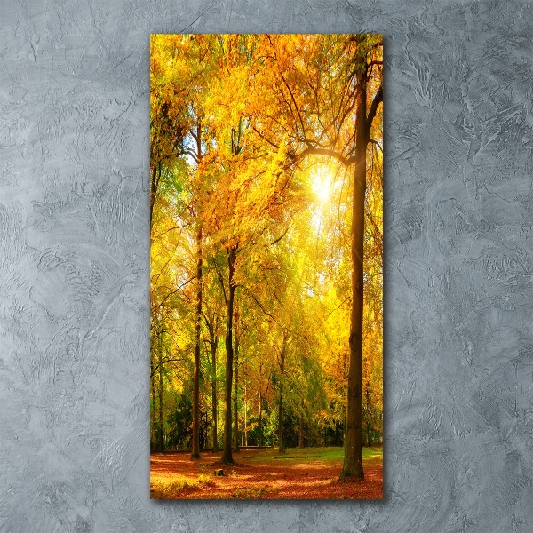 Cuadro decorativo en acrílico brillante vertical Bosque en otoño