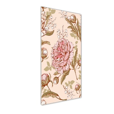 Cuadro decorativo en acrílico brillante vertical Peonías