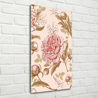 Cuadro decorativo en acrílico brillante vertical Peonías