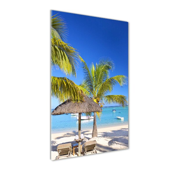 Cuadro de metacrilato moderno efecto cristal vertical Playa tropical