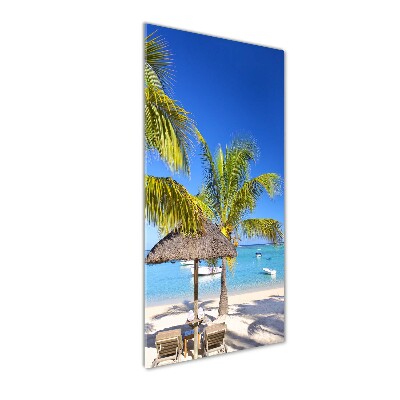 Cuadro de metacrilato moderno efecto cristal vertical Playa tropical