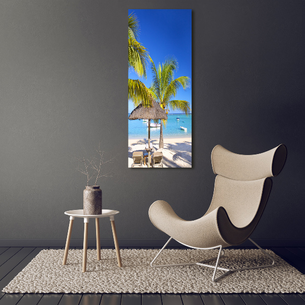 Cuadro de metacrilato moderno efecto cristal vertical Playa tropical