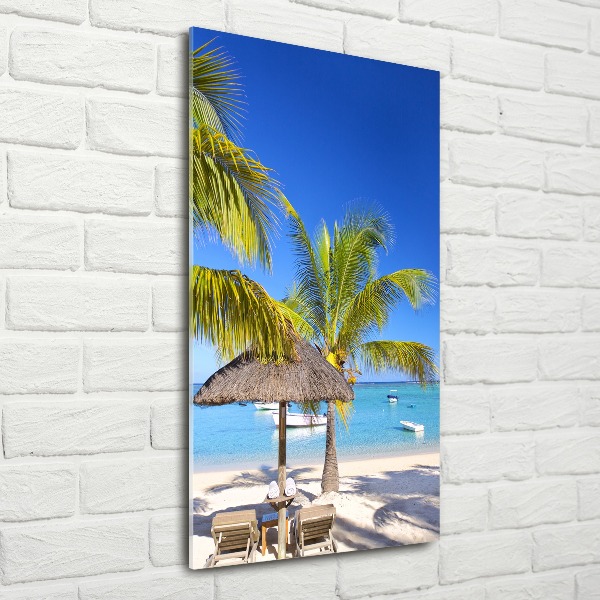 Cuadro de metacrilato moderno efecto cristal vertical Playa tropical