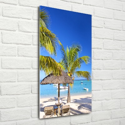 Cuadro de metacrilato moderno efecto cristal vertical Playa tropical