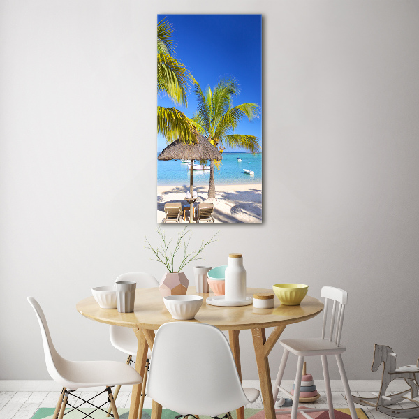Cuadro de metacrilato moderno efecto cristal vertical Playa tropical