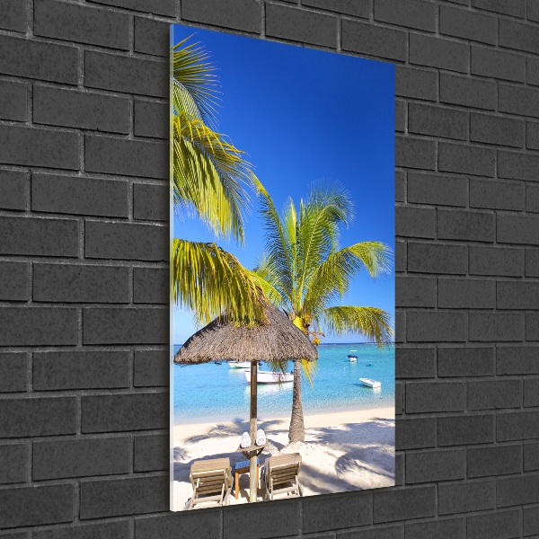 Cuadro de metacrilato moderno efecto cristal vertical Playa tropical