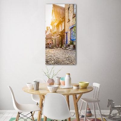 Cuadro de metacrilato moderno efecto cristal vertical Una calle con encanto