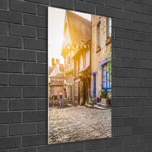 Cuadro de metacrilato moderno efecto cristal vertical Una calle con encanto