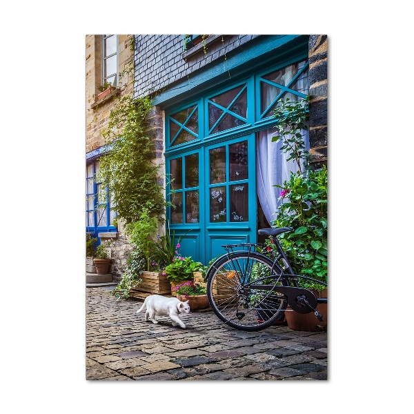 Cuadro de metacrilato moderno efecto cristal vertical Una calle con encanto