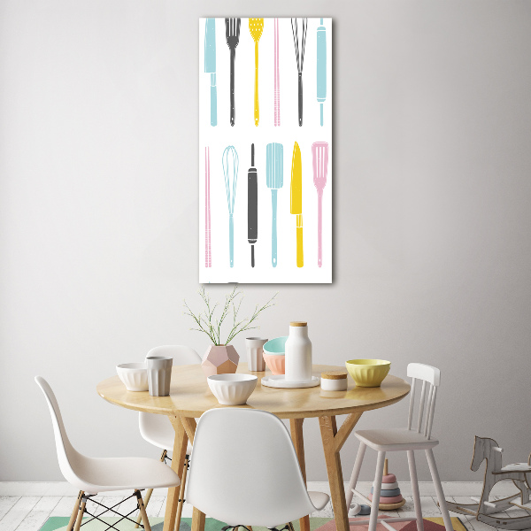 Cuadro de metacrilato moderno efecto cristal vertical Utensilios de cocina