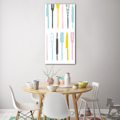 Cuadro de metacrilato moderno efecto cristal vertical Utensilios de cocina