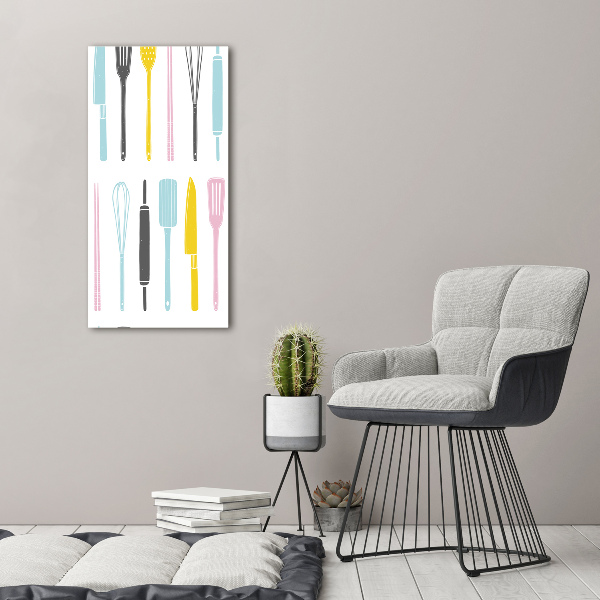 Cuadro de metacrilato moderno efecto cristal vertical Utensilios de cocina