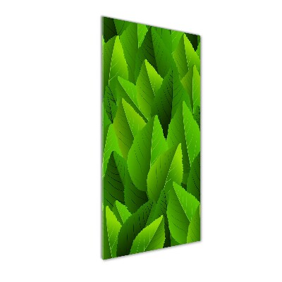 Cuadro decorativo en acrílico brillante vertical hojas verdes