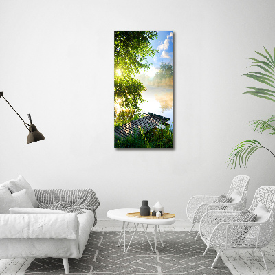 Cuadro de metacrilato moderno efecto cristal vertical Muelle de madera