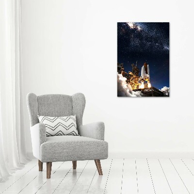 Cuadro decorativo en acrílico brillante vertical Cohete despegando