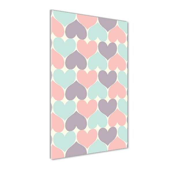 Cuadro decorativo en acrílico brillante vertical Corazones de colores