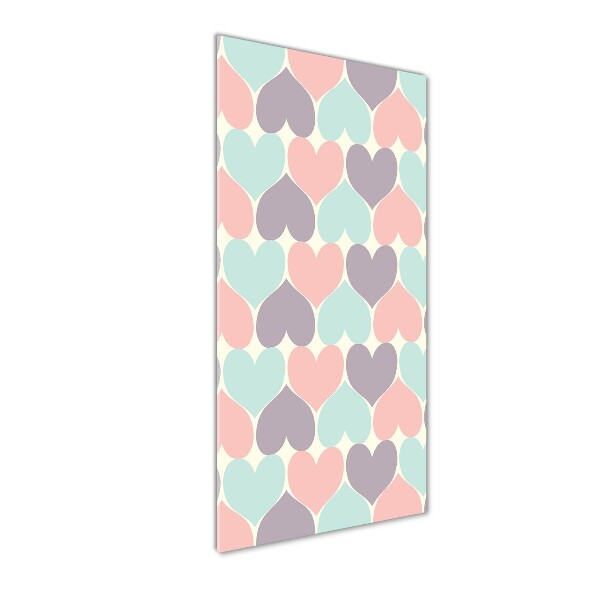 Cuadro decorativo en acrílico brillante vertical Corazones de colores