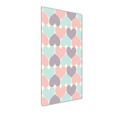 Cuadro decorativo en acrílico brillante vertical Corazones de colores