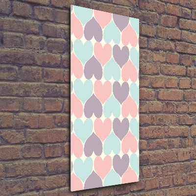 Cuadro decorativo en acrílico brillante vertical Corazones de colores